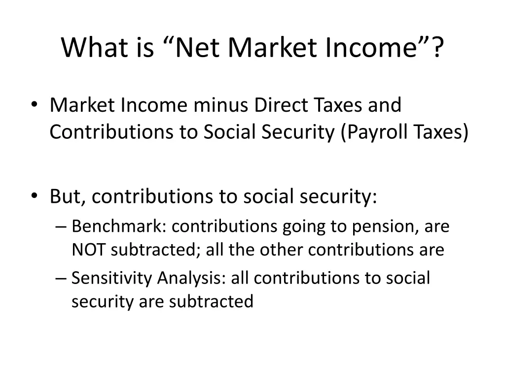 what is net market income