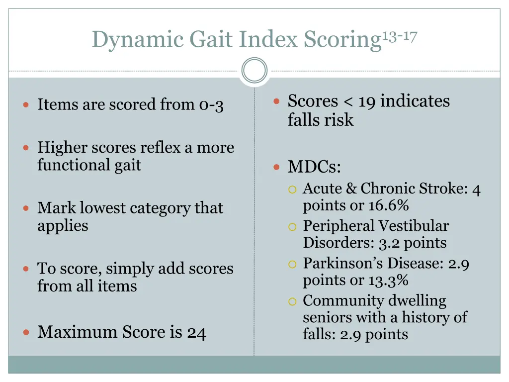dynamic gait index scoring 13 17