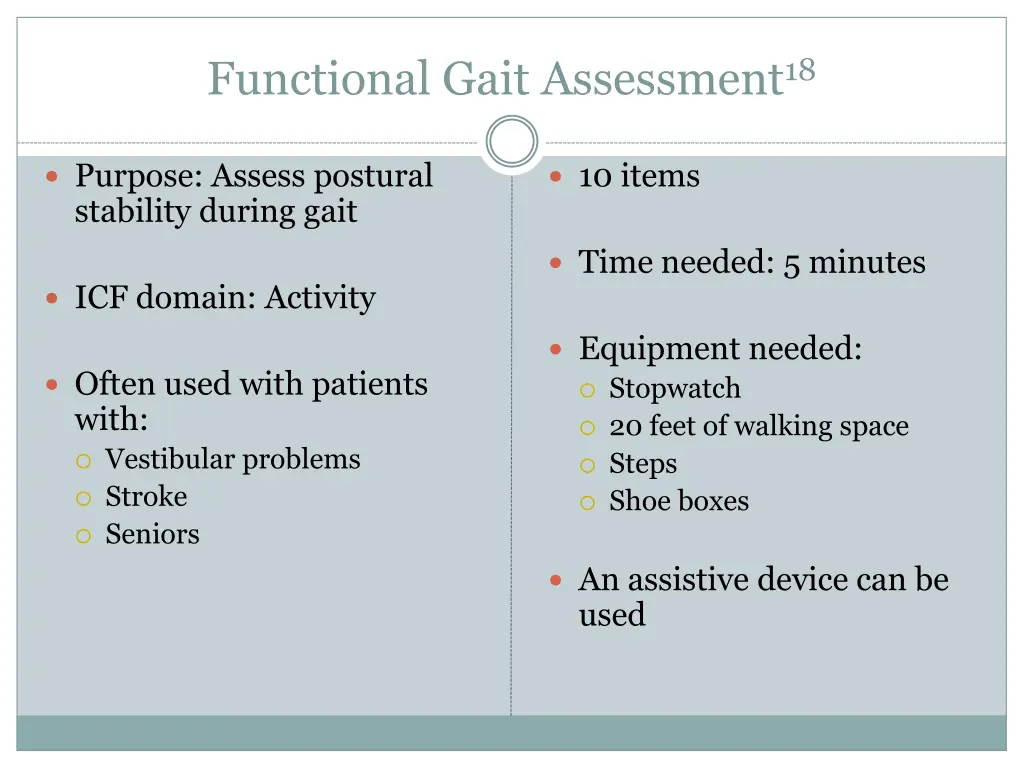 functional gait assessment 18