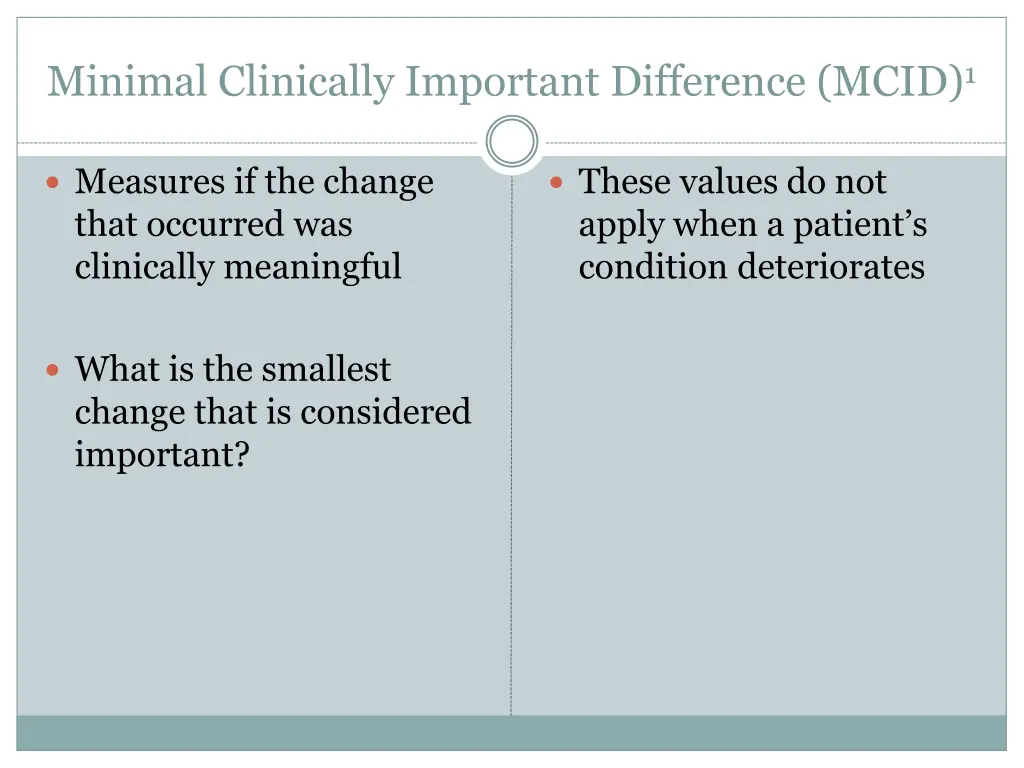 minimal clinically important difference mcid 1