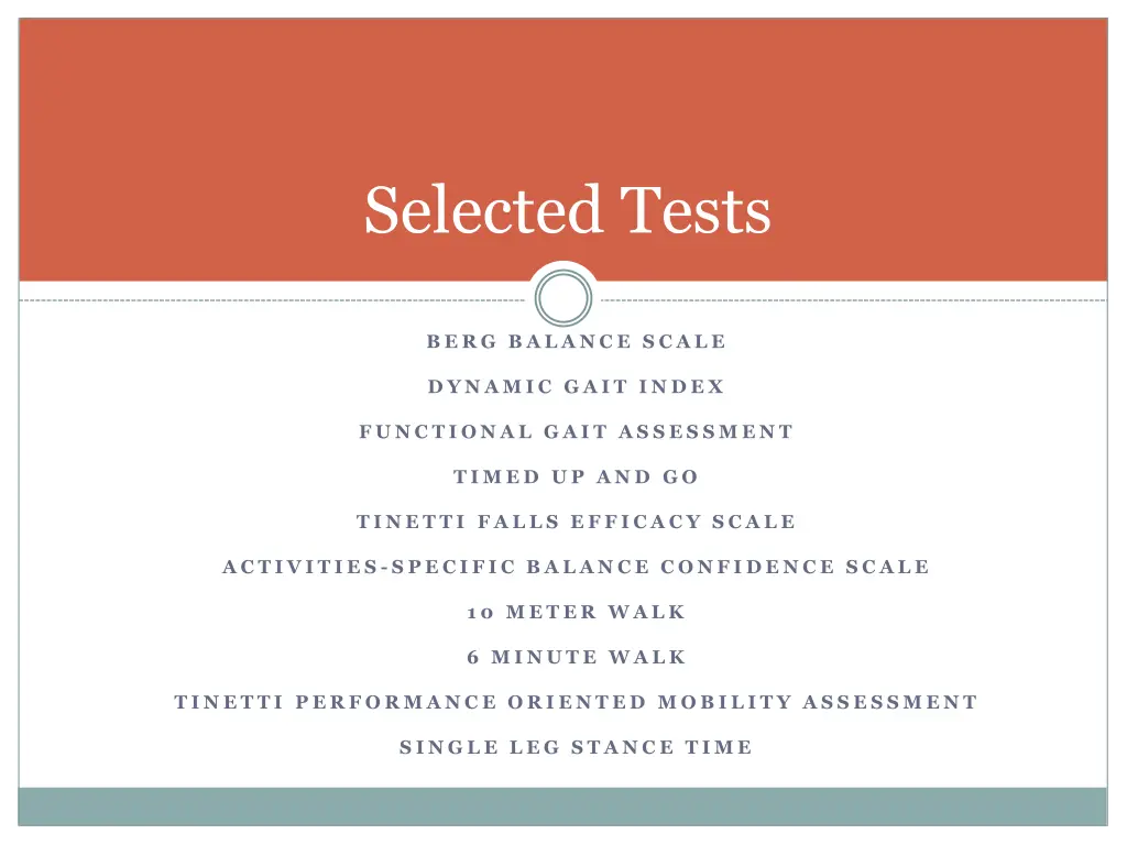 selected tests