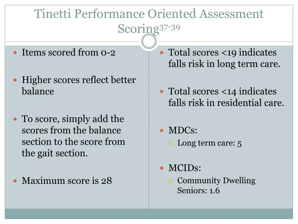tinetti performance oriented assessment scoring