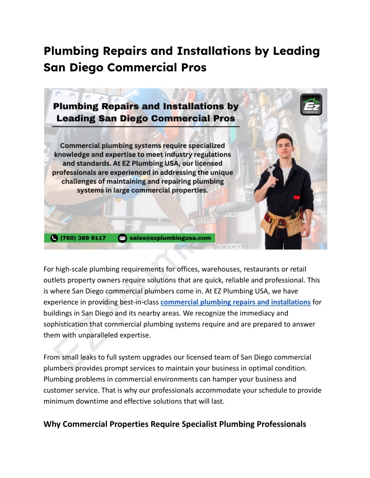 plumbing repairs and installations by leading
