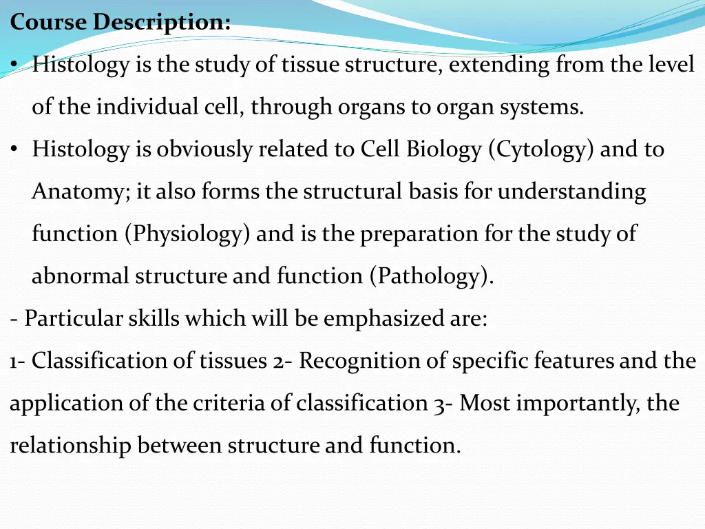 course description
