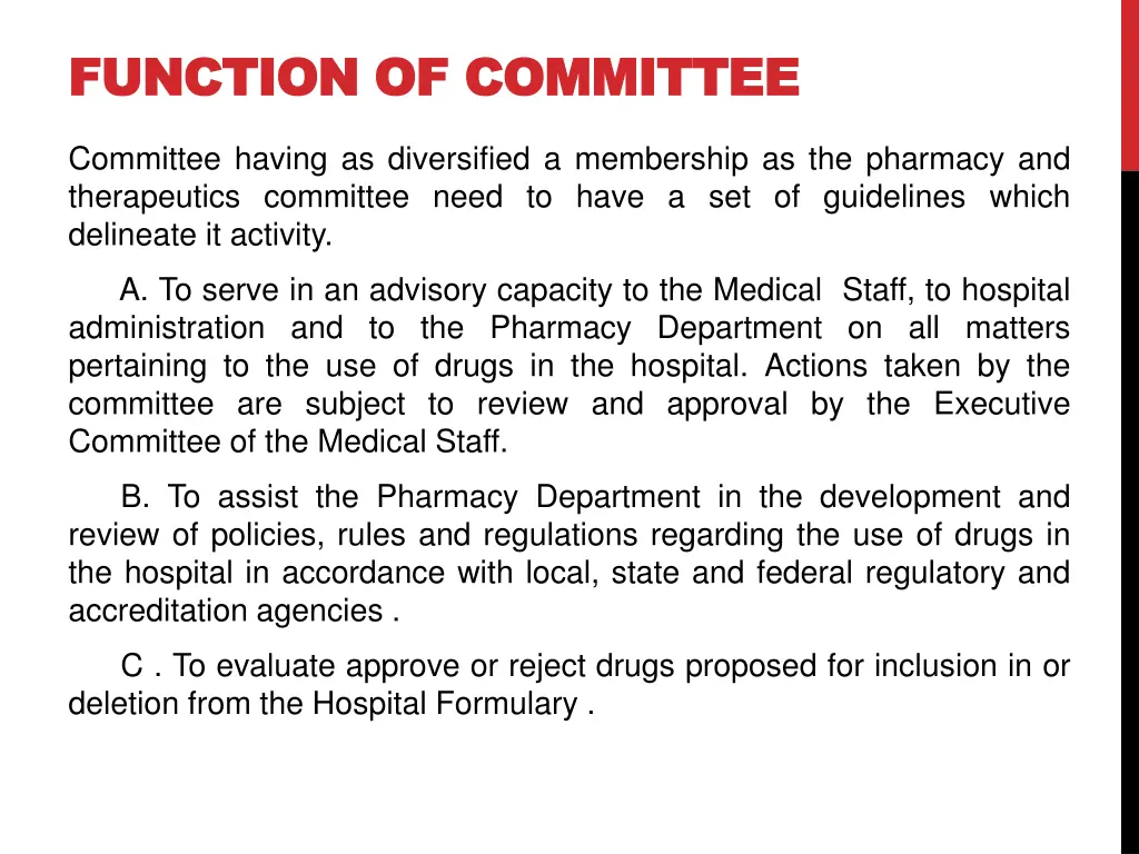 function of committee function of committee