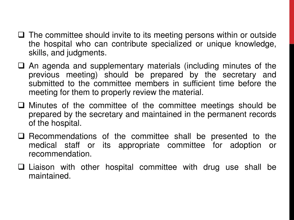the committee should invite to its meeting
