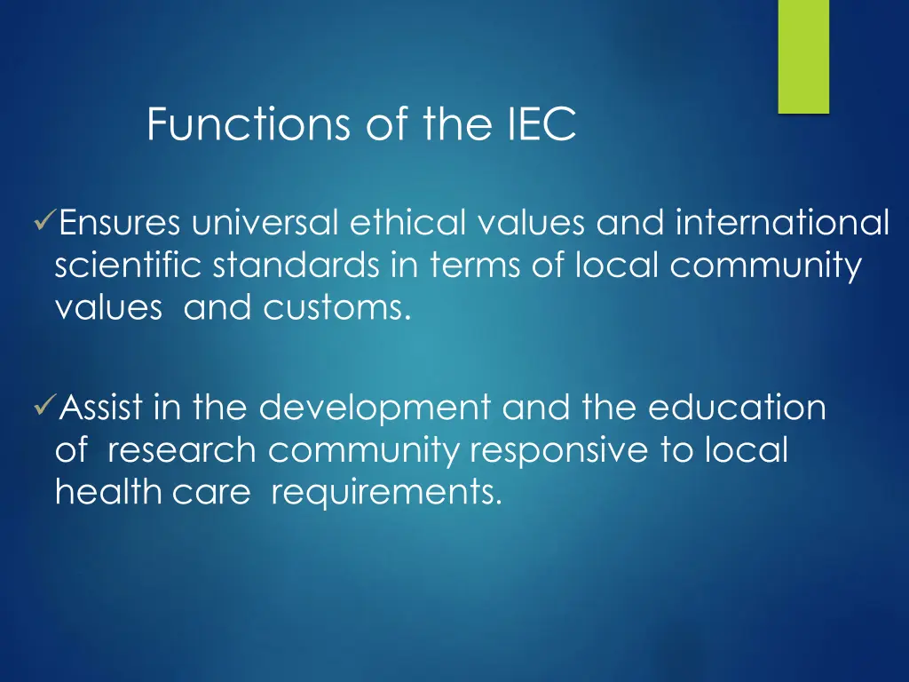 functions of the iec
