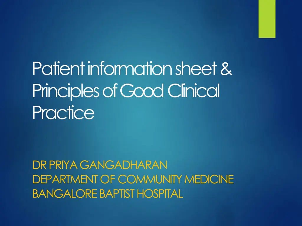patient information sheet principles of good