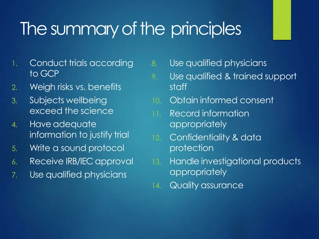 the summary of the principles