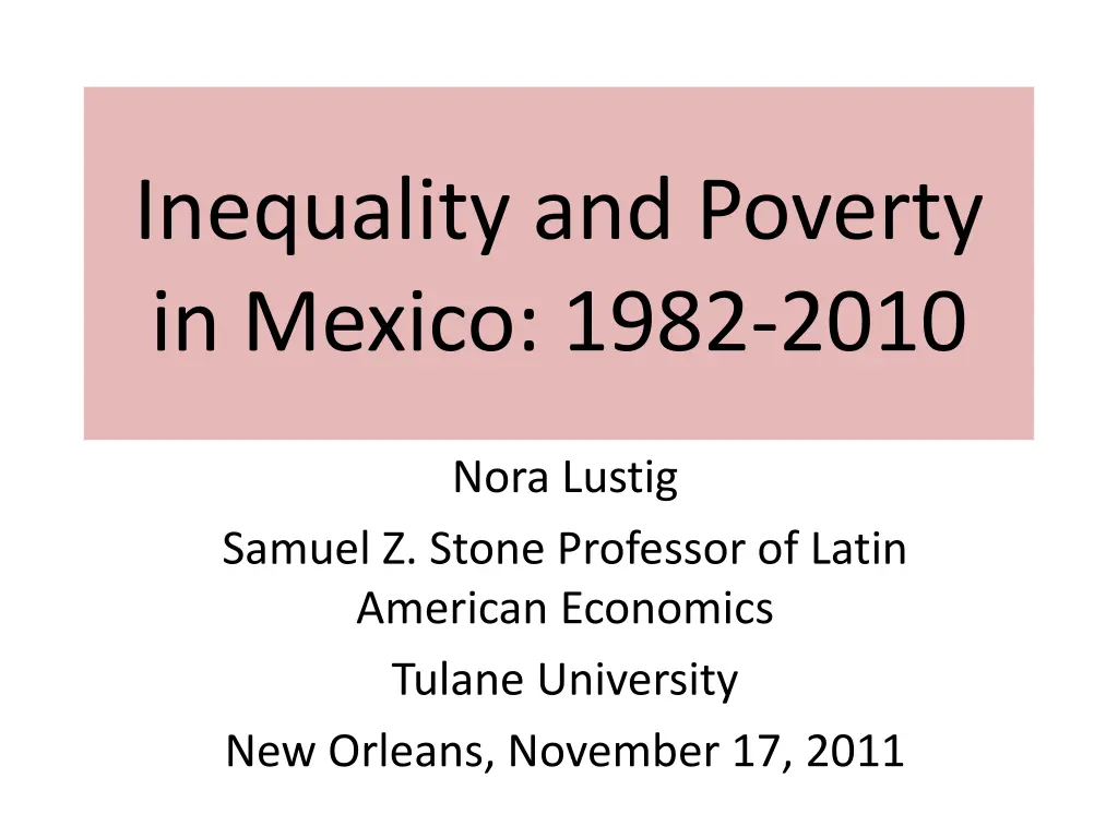 inequality and poverty in mexico 1982 2010