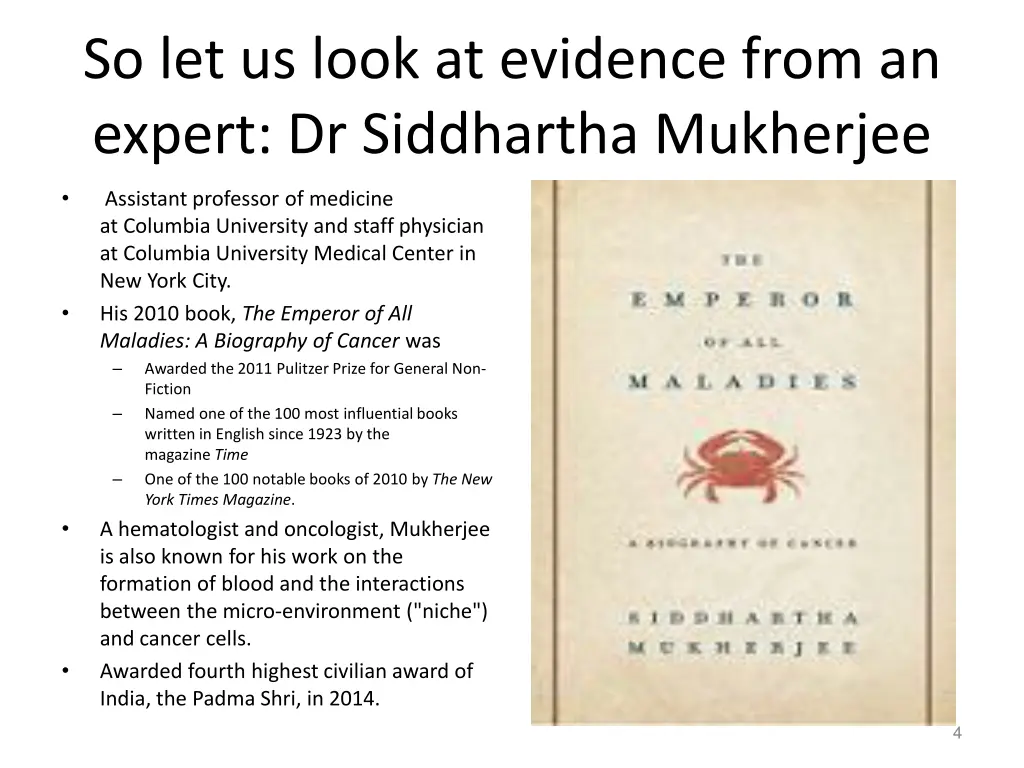 so let us look at evidence from an expert