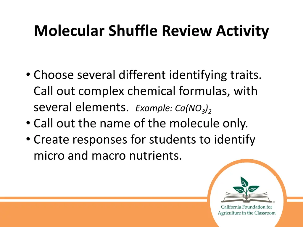 molecular shuffle review activity 2