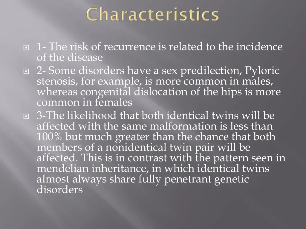 1 the risk of recurrence is related