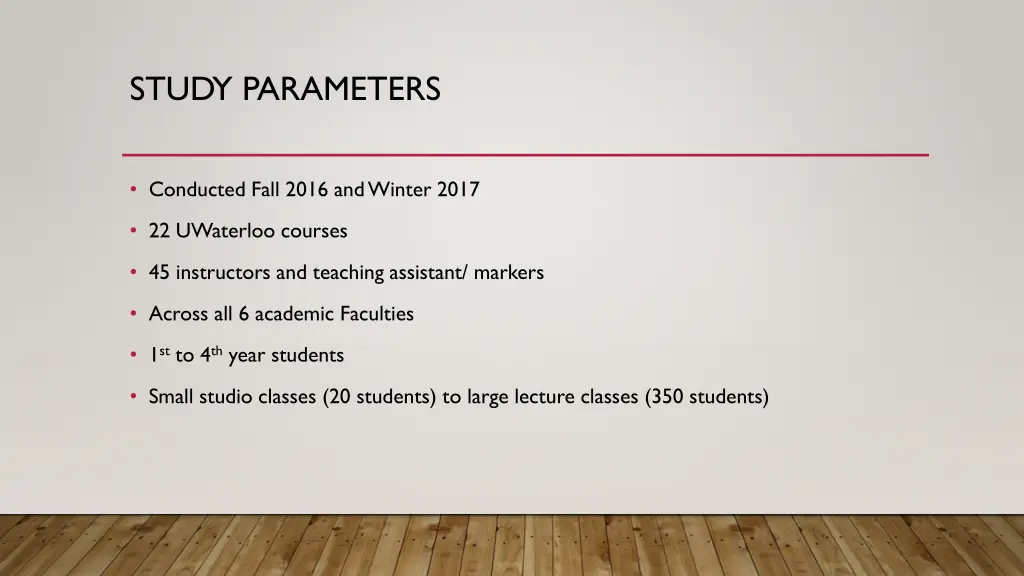 study parameters