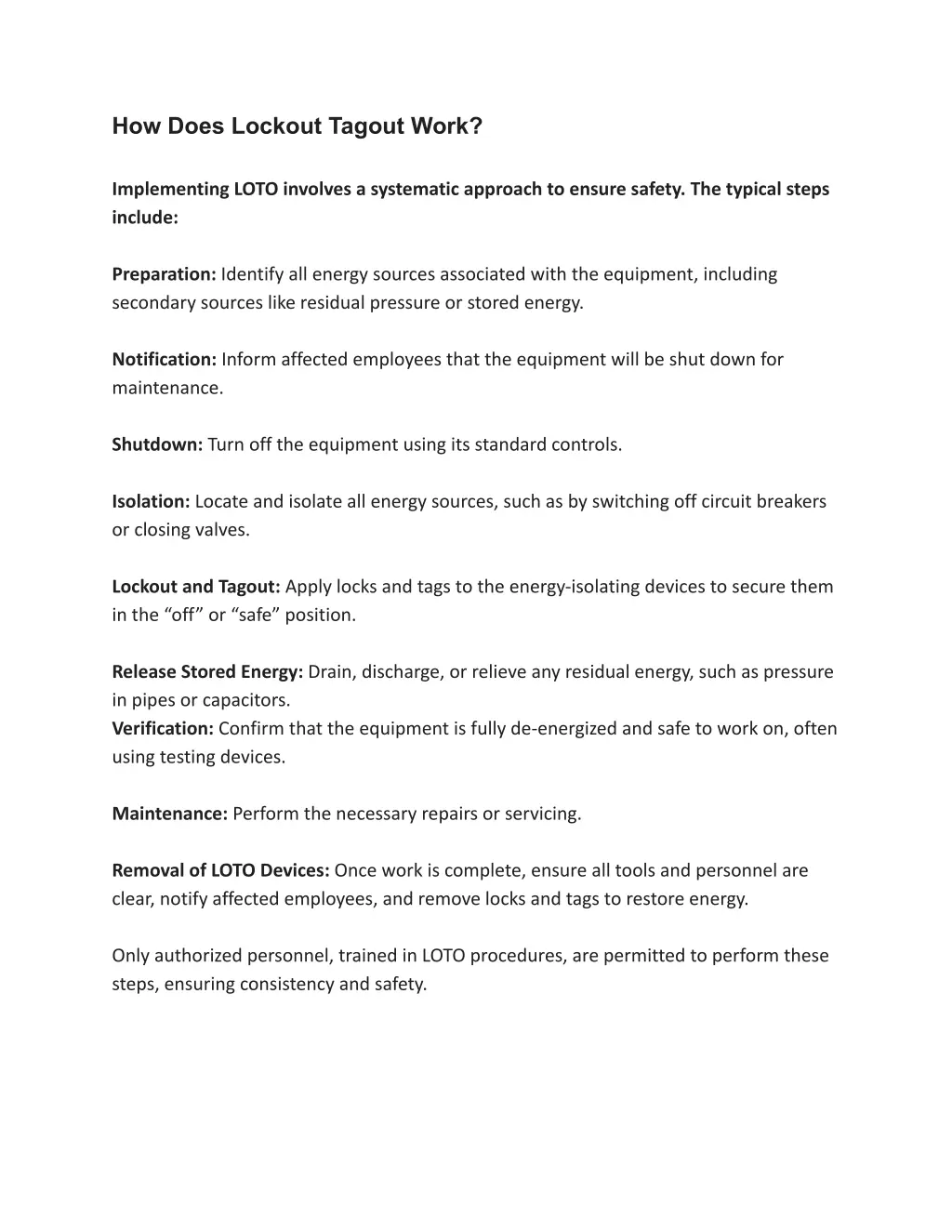 how does lockout tagout work implementing loto