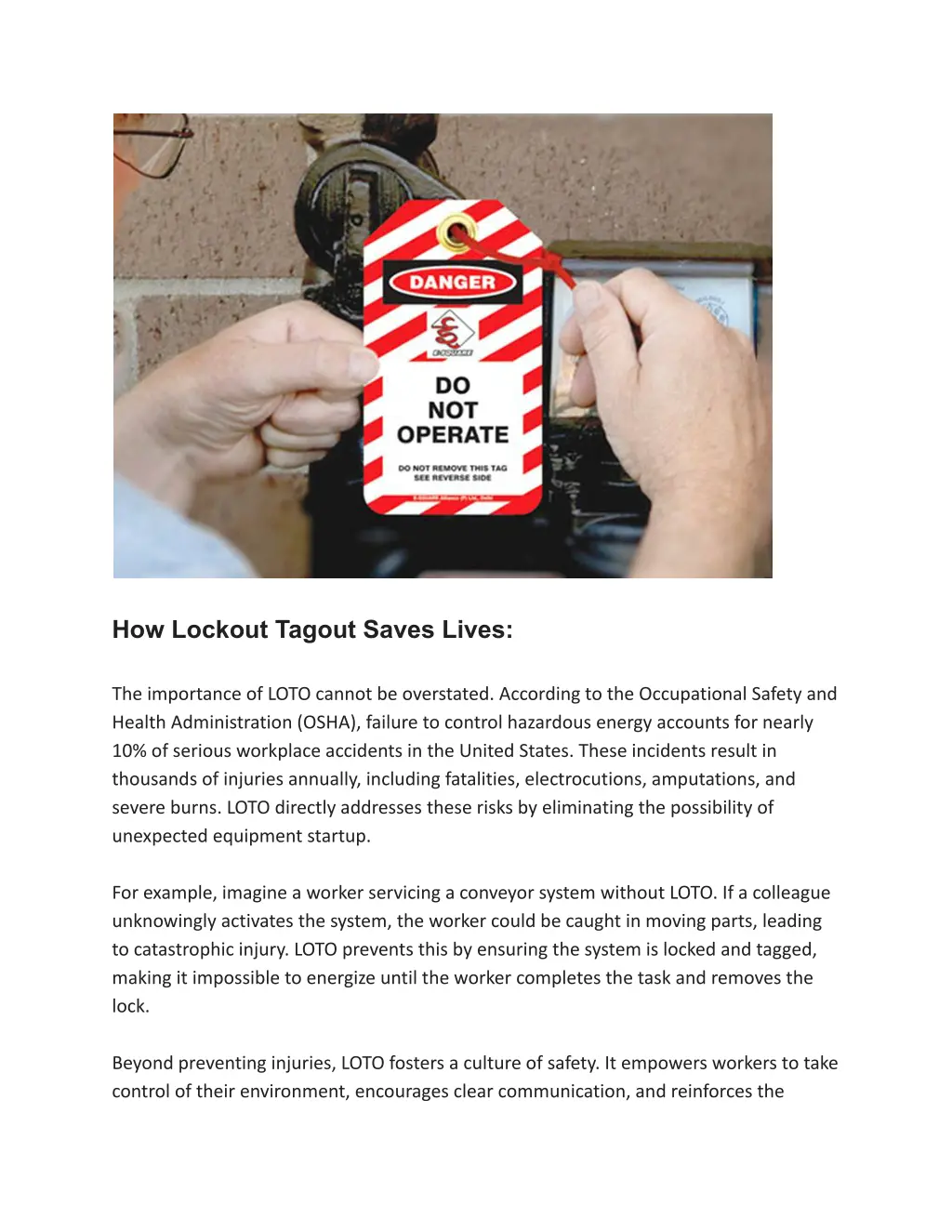 how lockout tagout saves lives the importance