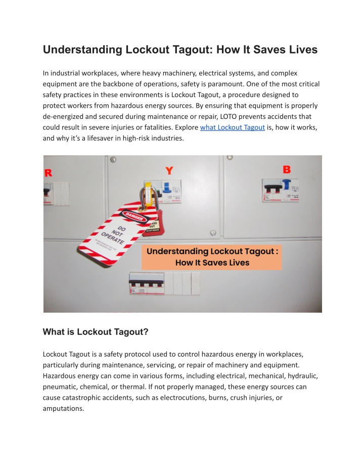 understanding lockout tagout how it saves lives