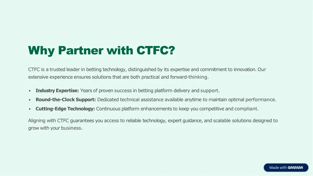why partner with ctfc