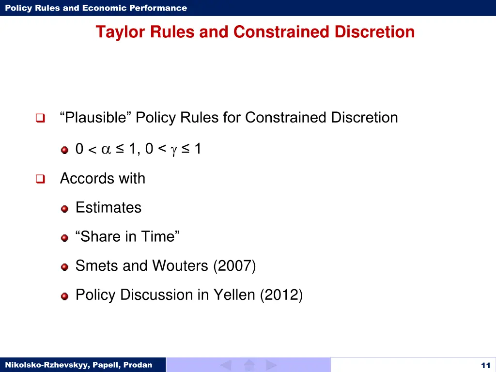 policy rules and economic performance 10