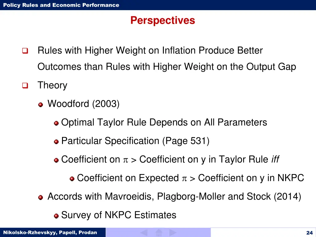 policy rules and economic performance 23