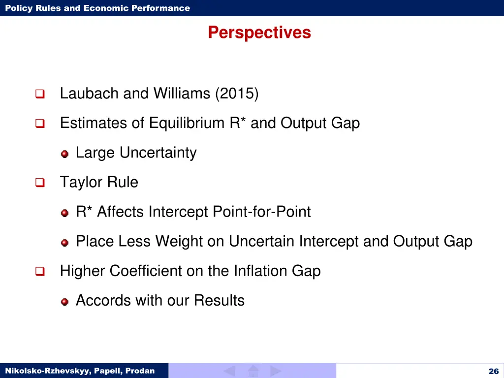 policy rules and economic performance 25