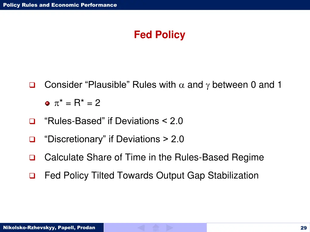 policy rules and economic performance 28