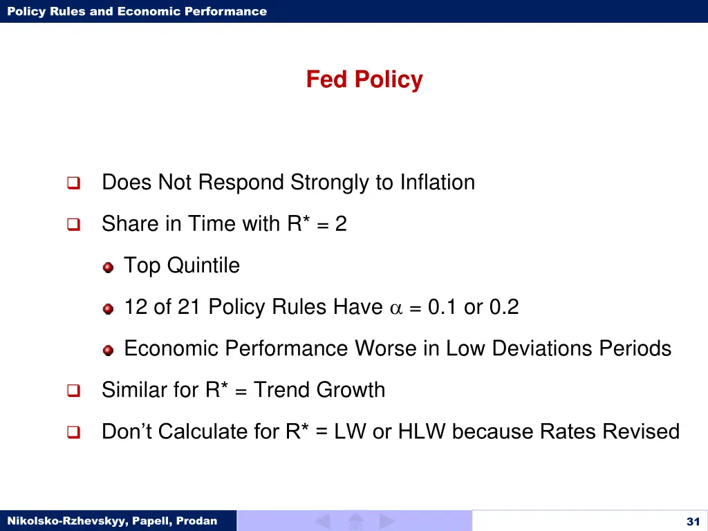 policy rules and economic performance 30