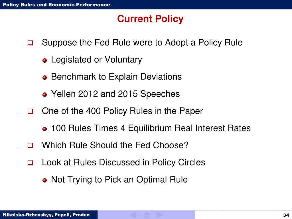 policy rules and economic performance 33