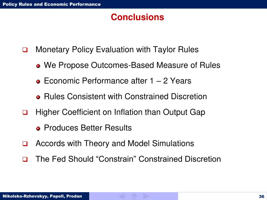 policy rules and economic performance 35