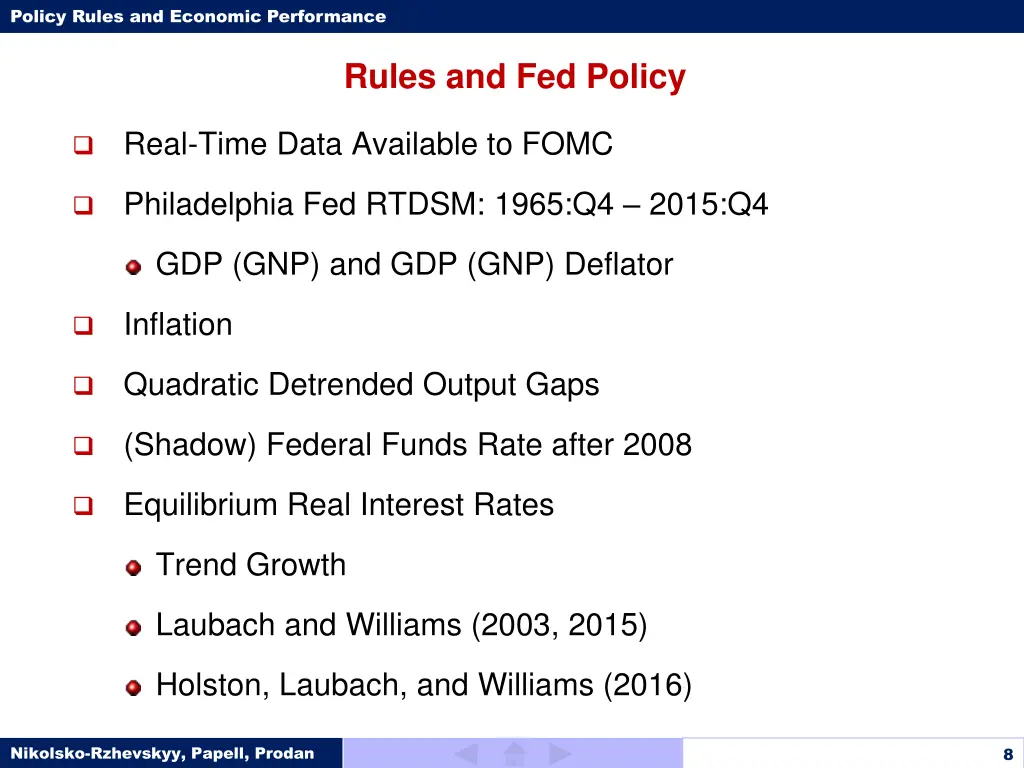 policy rules and economic performance 7