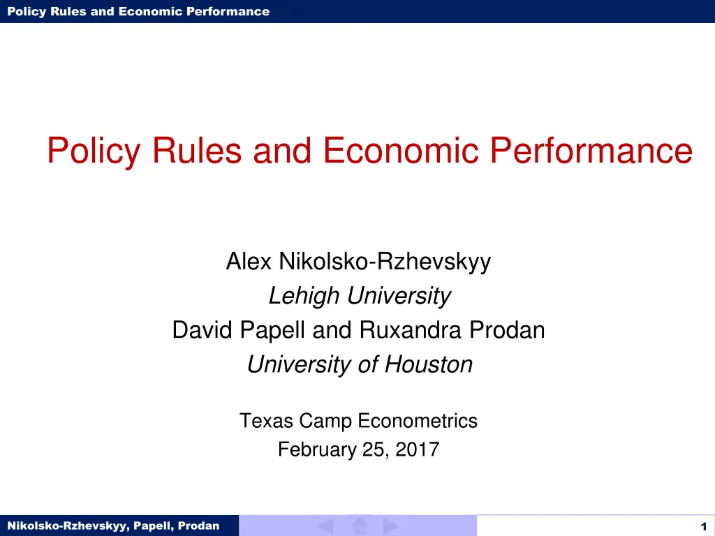 policy rules and economic performance