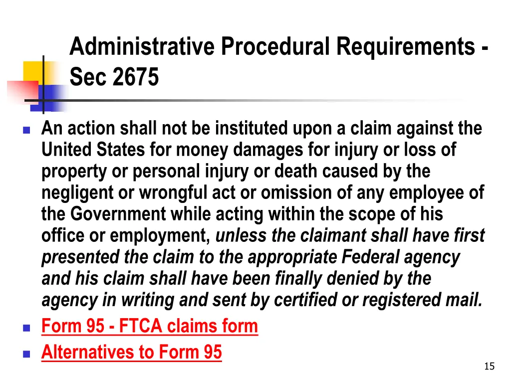 administrative procedural requirements sec 2675