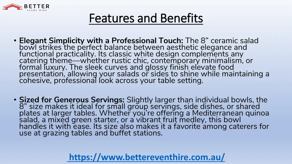 features and benefits features and benefits