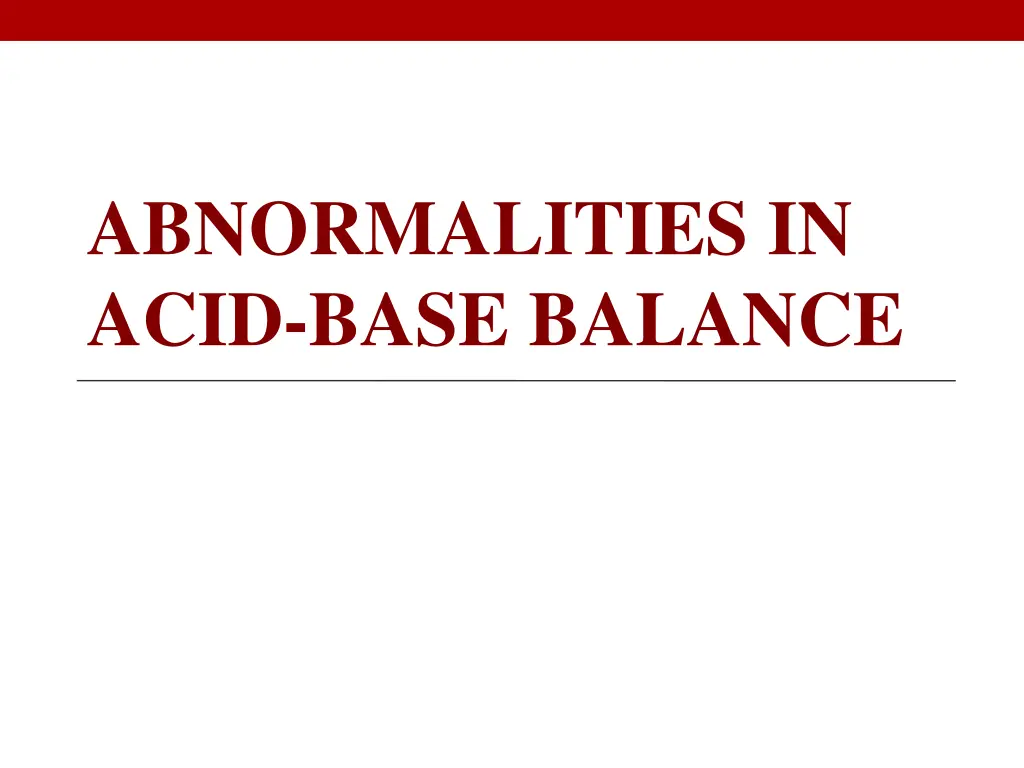 abnormalities in acid base balance