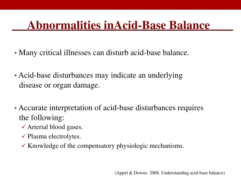 abnormalities inacid base balance