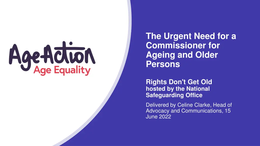the urgent need for a commissioner for ageing