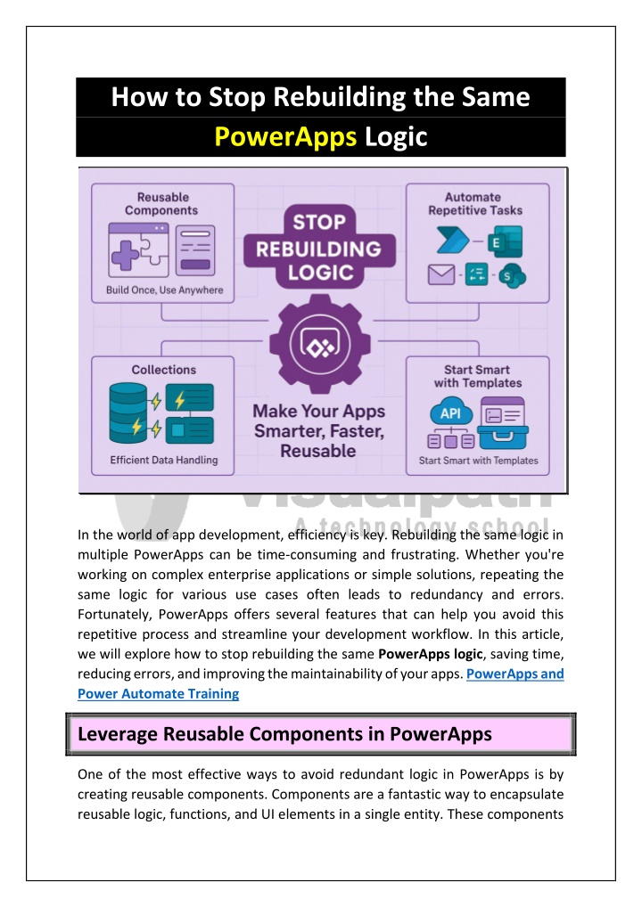 how to stop rebuilding the same powerapps logic