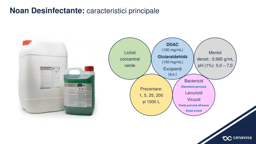 noan desinfectante caracteristici principale
