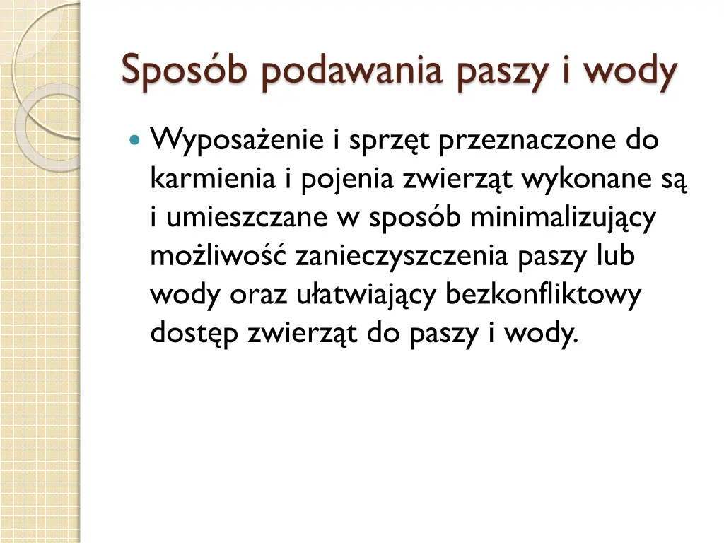 spos b podawania paszy i wody