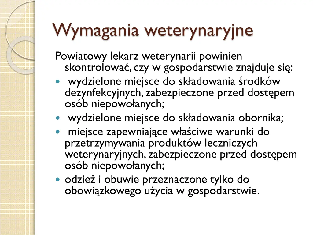 wymagania weterynaryjne 1