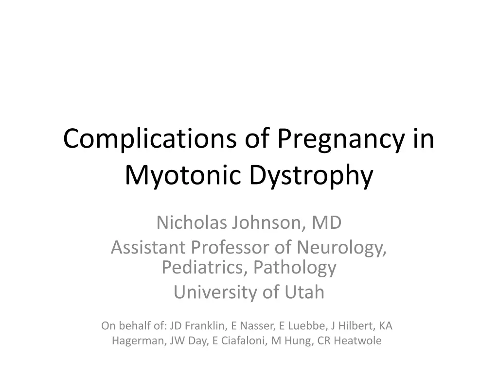 complications of pregnancy in myotonic dystrophy