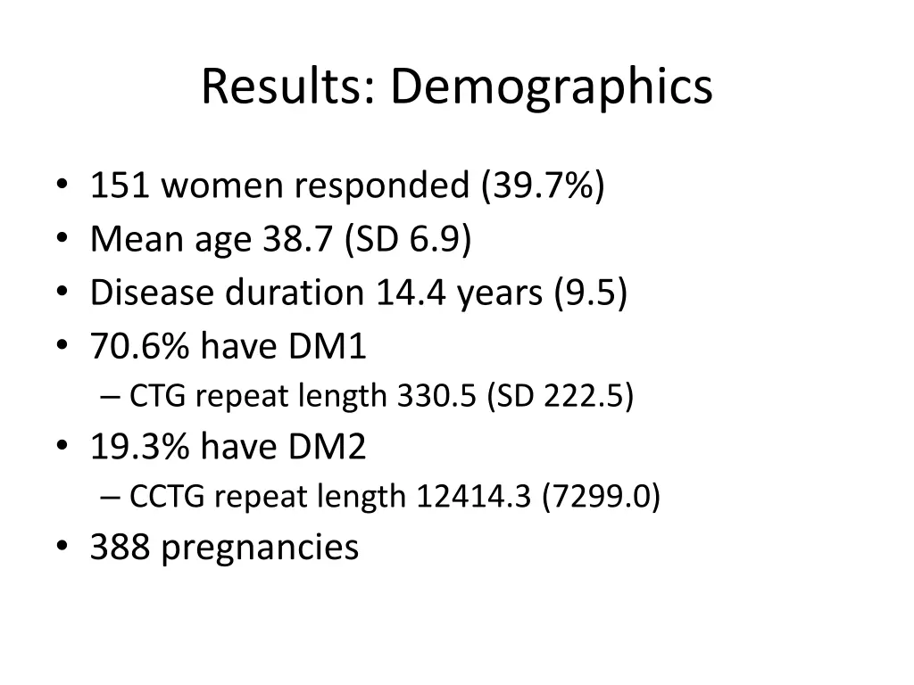results demographics