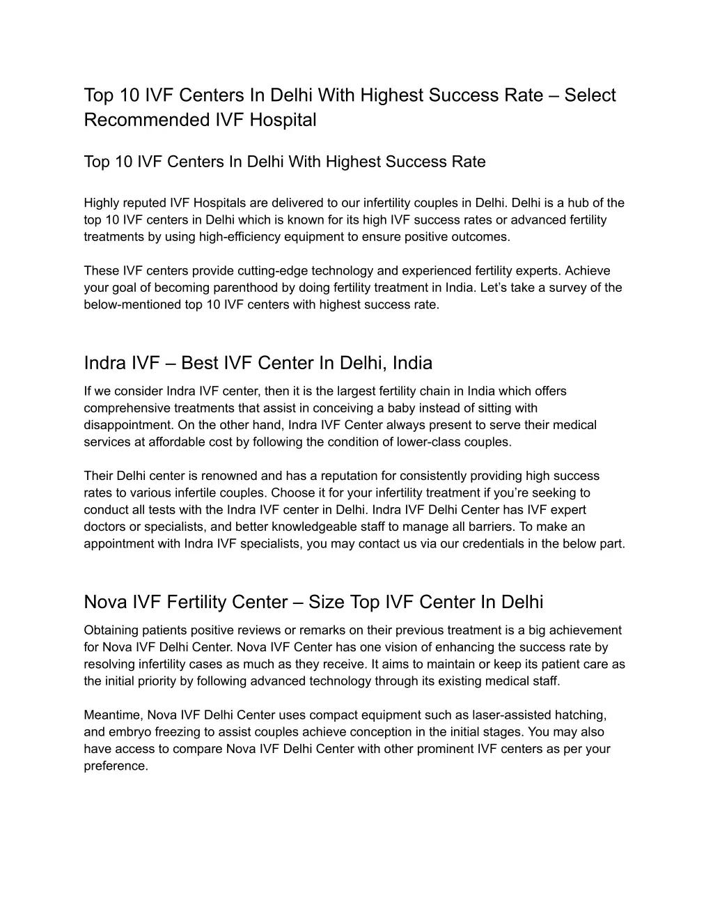 top 10 ivf centers in delhi with highest success 1