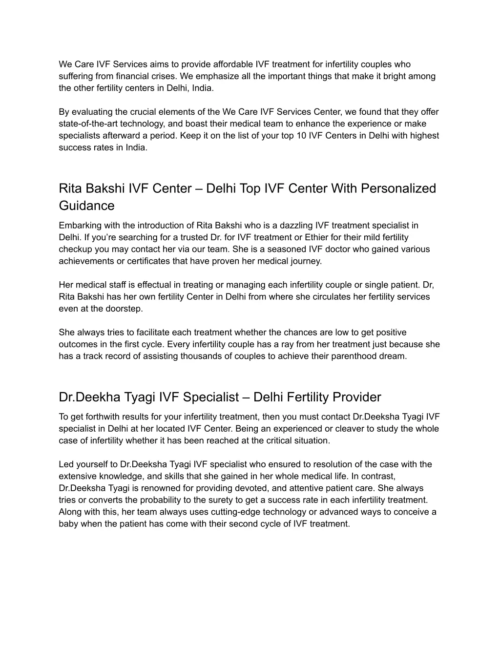 we care ivf services aims to provide affordable