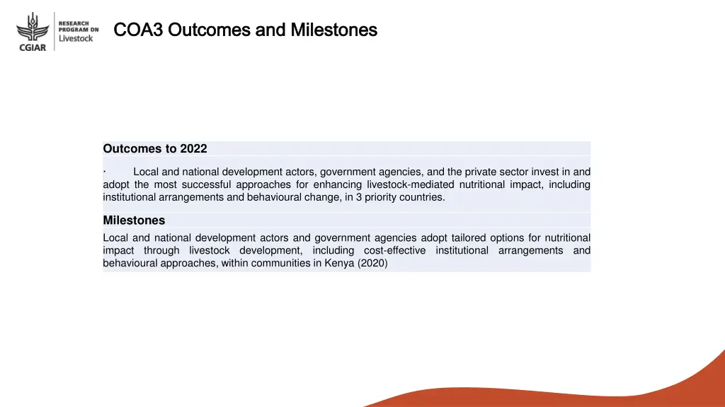 coa3 outcomes and milestones coa3 outcomes