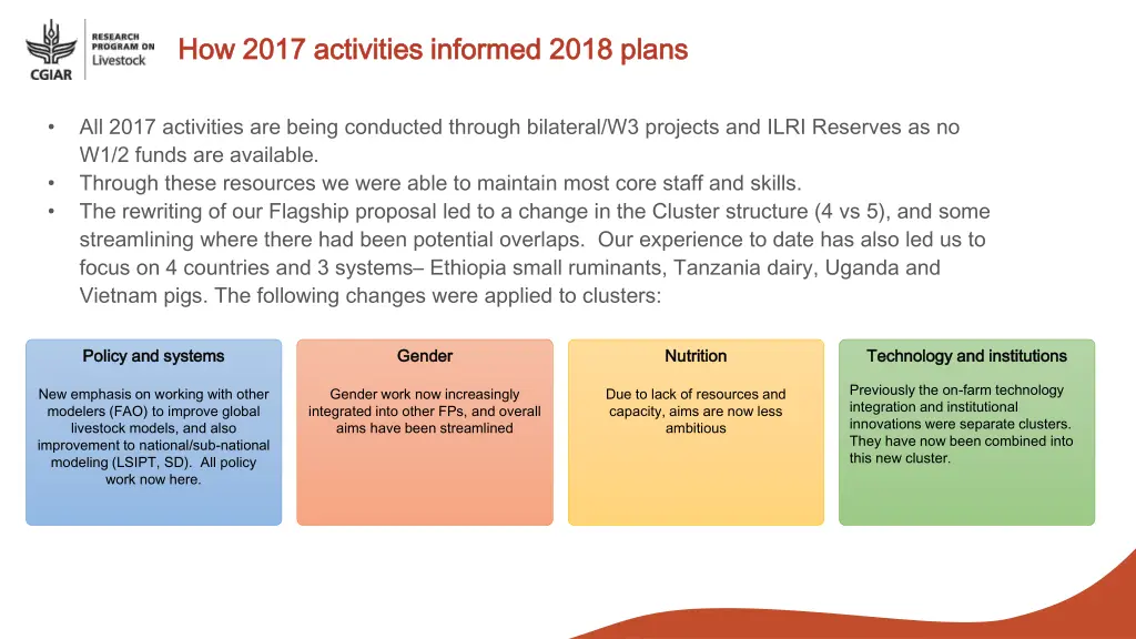 how 2017 activities informed how 2017 activities