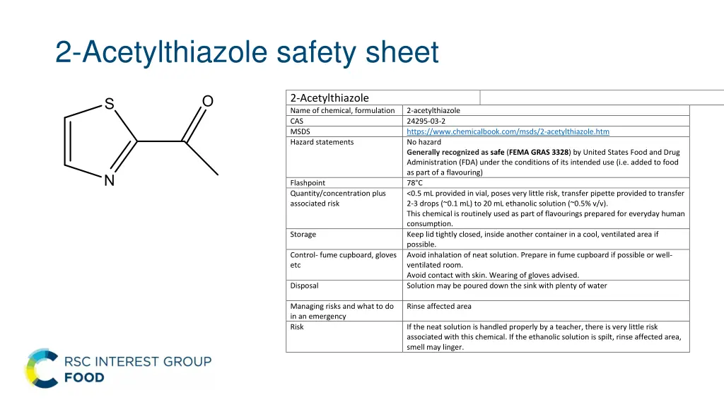 2 acetylthiazole safety sheet