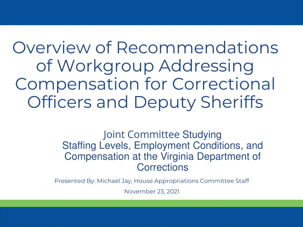 overview of recommendations of workgroup