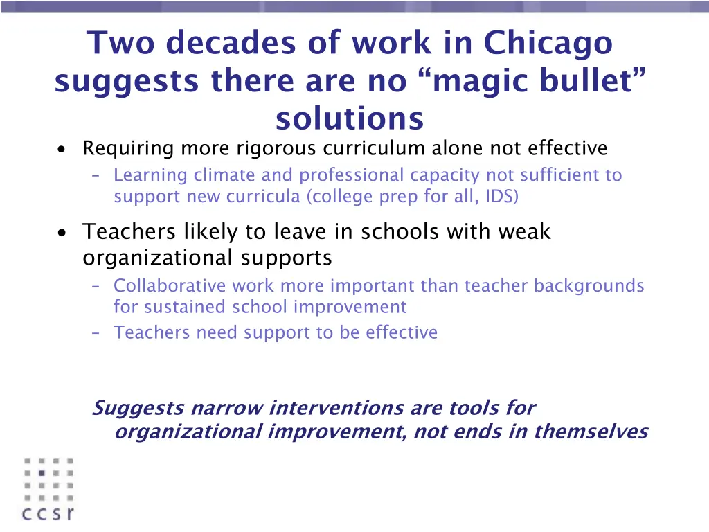 two decades of work in chicago suggests there