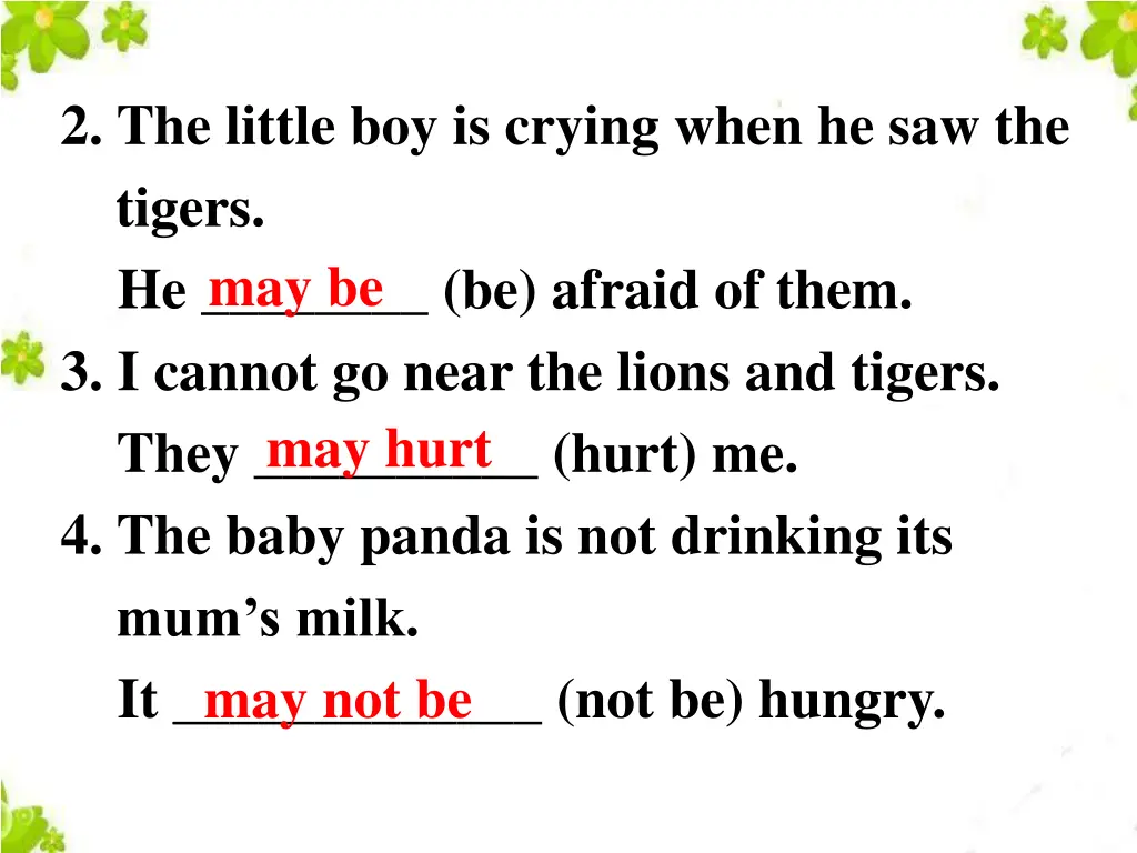2 the little boy is crying when he saw the tigers